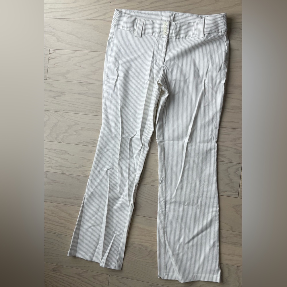 Forever 21 Cream Pin Striped Dress Pants